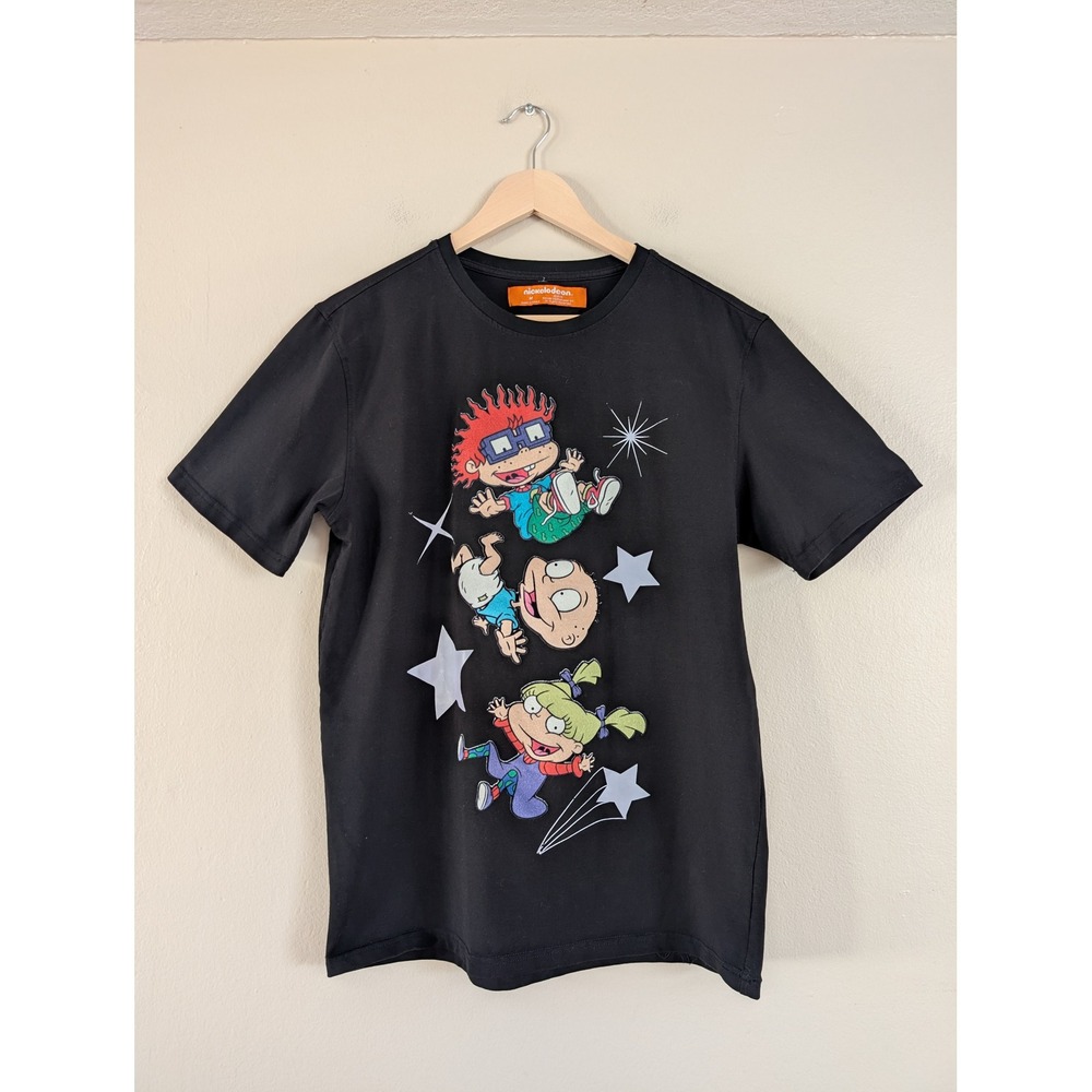 Nickelodeon Rugrats Tommy Chuckie‎ Angelica Velvet Mens M Black Graphic Tee